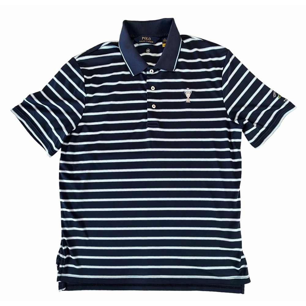 Polo Ralph Lauren US Open Torrey Pines Golf Polo Shirt Mens Large Navy Striped - Picture 2 of 6